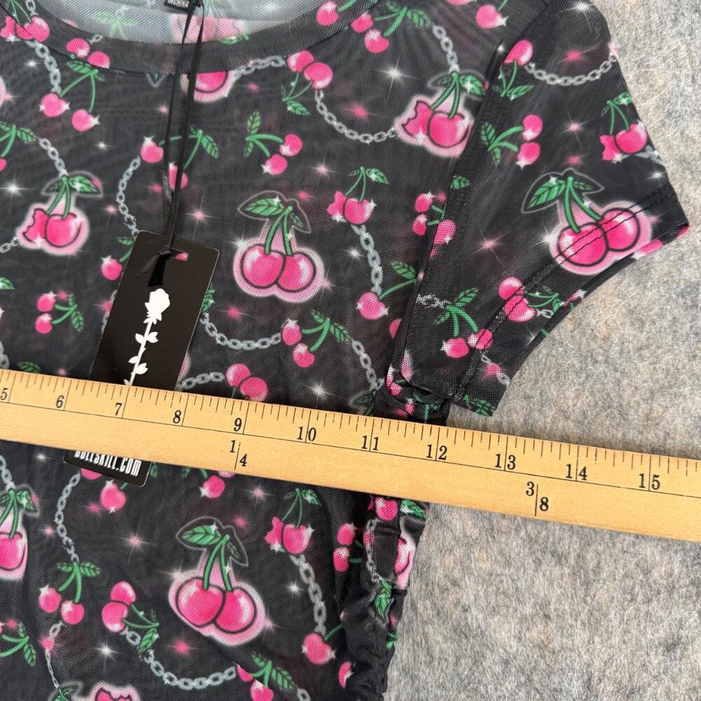 Dolls Kill Poster Girl Top Choose Your Cherry Baby T Ruched XS - Picture 5 of 8